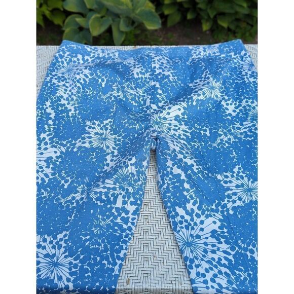 Boden Women Blue Dandelion Print Wide Leg Cotton Blend Cropped Pants Size 16 - Picture 8 of 13